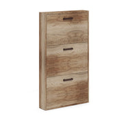 Scarpiera Slim in legno nobilitato 3 ribalte Noce Country cm 108x65x15