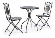 Set da giardino tavolo e 2 sedie con decori in ceramica Huston
