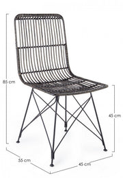 Sedia in stile contemporaneo in acciaio e kubu Nero LUCILA 45x55x h85 cm