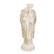 Angelo resina bianco oro con lanterna cm15x11h40