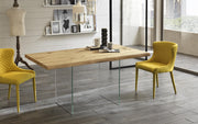 Tavolo allungabile in rovere impiallacciato e top in rovere naturale 200/300x100 cm