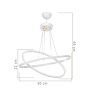 Lampada a sospensione Muso due anelli bianchi Led MDL4438 EFFEZ