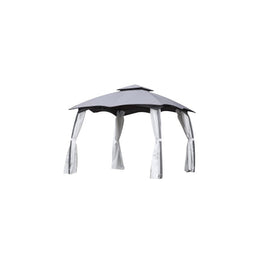 Gazebo acciaio louisiana 3x3 mt con doppiotetto e tende laterali poliestere