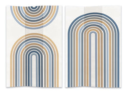 Paravento stampa 3 ante azzurro e arancione cm 120,6x2,5xh180,6x2,5xh180xh180