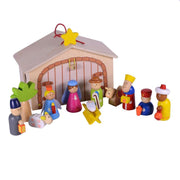 Presepe nativita' legno set13pz c/espositore cm23,5x12,8h15,5