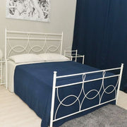 Letto matrimoniale in ferro battuto con pediera Bianco Opaco SILENE 170x202x h120 cm