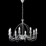 Lampadario in ferro Bianco shabby otto luci  75x h49 cm