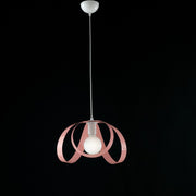 Lampadario cameretta  sospensione in ferro Bianco Rosa una luce 32x h24 cm