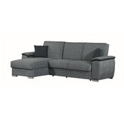 Divano con penisola reversibile in legno e tessuto Grigio GINEPRO 279x123x h60 cm