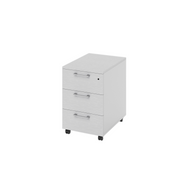 Cassettiera tre cassetti  da ufficio con ruote e serratura  colore Bianco H40x58x55cm