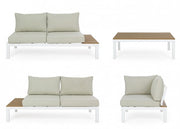 Set da esterno salotto angolare con cuscini bianco Elias