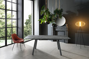 Tavolo allungabile con top in pietra effetto marmo nero 140/200x80x76h cm