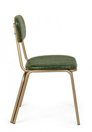 Sedia moderna Addy in acciaio rivestita in colore verde scuro retro