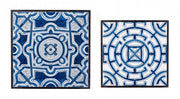 Set 2 tavolini NEAPOLIS in acciaio con piano in mdf decorato con stampa 55h 47h cm