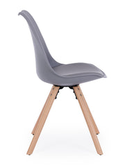 Sedia moderna legno plastica similpelle grigio New trend cm 59 x 49 x 83,5
