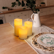 Set 3 Candele Avorio LED IR Ø75xH10-12,5-15cm