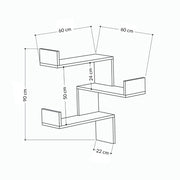 Libreria Angolare Luksa Colore Antracite 3 Livelli H 90 x P 22 x L 60 cm