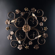 Plafoniera rosoni in ferro Marrone Oro quattro luci 76x67x h17 cm