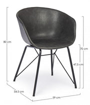 Sedia vintage ecopelle antracite Warhol