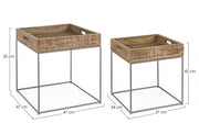 Set 2 tavolino in legno stile industriale