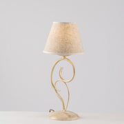 Lumetto vienna ferro Avorio Oro una luce paralume effetto tessuto 16x h38 cm