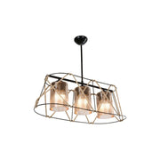 Lampada a sospensione Gezegen ASZ0986 3 luci metallo nero e corda EFFEZ