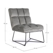 Poltrona lizzie in velluto grigio gambe metallo