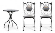 Set da giardino tavolo e 2 sedie con decori in ceramica Huston