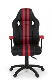 Poltrona ufficio con braccioli Spider rosso in similpelle
