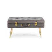 Panca in velluto con contenitore Grigio POLINA 80x34x h42 cm