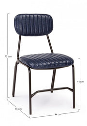 Sedia Debbie blu vintage in ecopelle