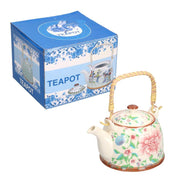 Teiera ceramica bianco con fiori cmø15h18