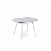 Tavolo allungabile con top in vetro temperato bianco 120/180x90h cm