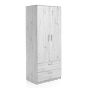 Armadio Bianco Chelsea con 2 Ante e 2 Cassetti - 80x53x196H cm
