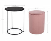 Set combinato moderno tavolino-pouf Annika rosa antico