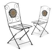Sedia pieghevole in ferro per esterno Nero MUSA 42x55x h95 cm Set 2 pezzi