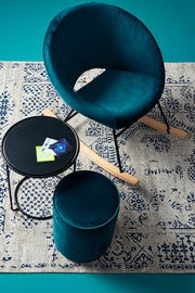 Set pouf tondo con tavolino blu