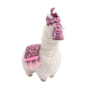 Lama bianco con fiocco fiorellini rosa cm22x11h33