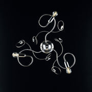 Plafoniera in ferro cromato lucido con strass in cristallo 3 luci  47xh.21 cm