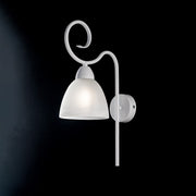 Applique in ferro Bianco shabby paralume in vetro Bianco una luce 22x h38 cm