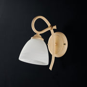 Applique in ferro Avorio decape una luce paralume in vetro Bianco 23x h25 cm