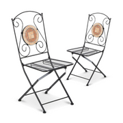 Sedia pieghevole in ferro per esterno Nero ZEUS 42x55x h95 cm Set 2 pezzi