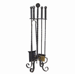 Accessori camino metallo twister 4 pezzi su base cm27h75