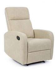 Poltrona reclinabile manuale tessuto beige Iris
