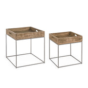 Set 2 tavolino in legno stile industriale