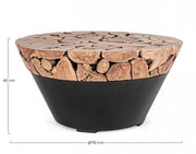Tavolino in legno e acciaio stile industriale cm Ø90x45h