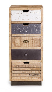 Cassettiera stile industrial 5 cassetti Tudor