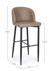 Sgabello bar tortora in ecopelle stile design