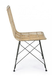 Sedia in stile contemporaneo in acciaio e kubu Naturale LUCILA 45x55x h85 cm