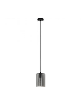 Sospensione Isola Cucina Cadaques in Vetro Cilindro Fumé con 1xE27 Ø16 cm Eglo